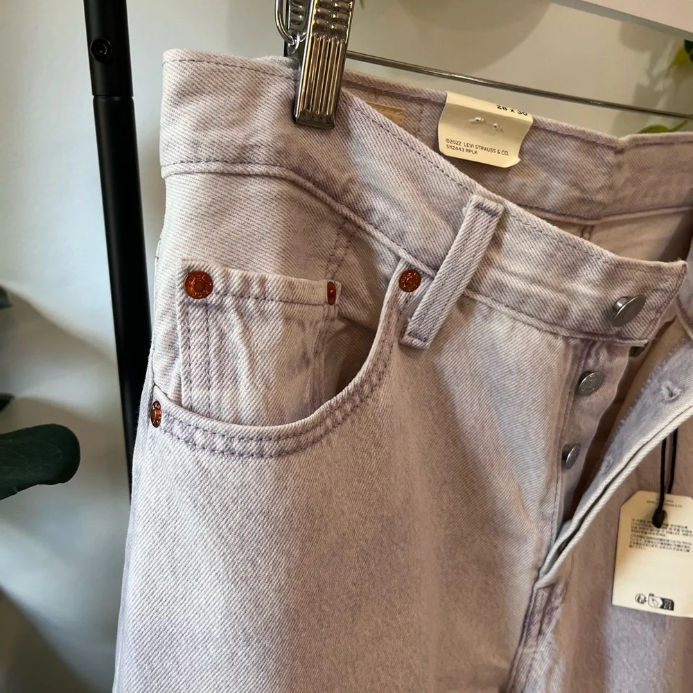 Levi’s Premium 501 90s Mid Rise Straight Jeans Purple Dyed 28x30 NWT - Picture 6 of 10